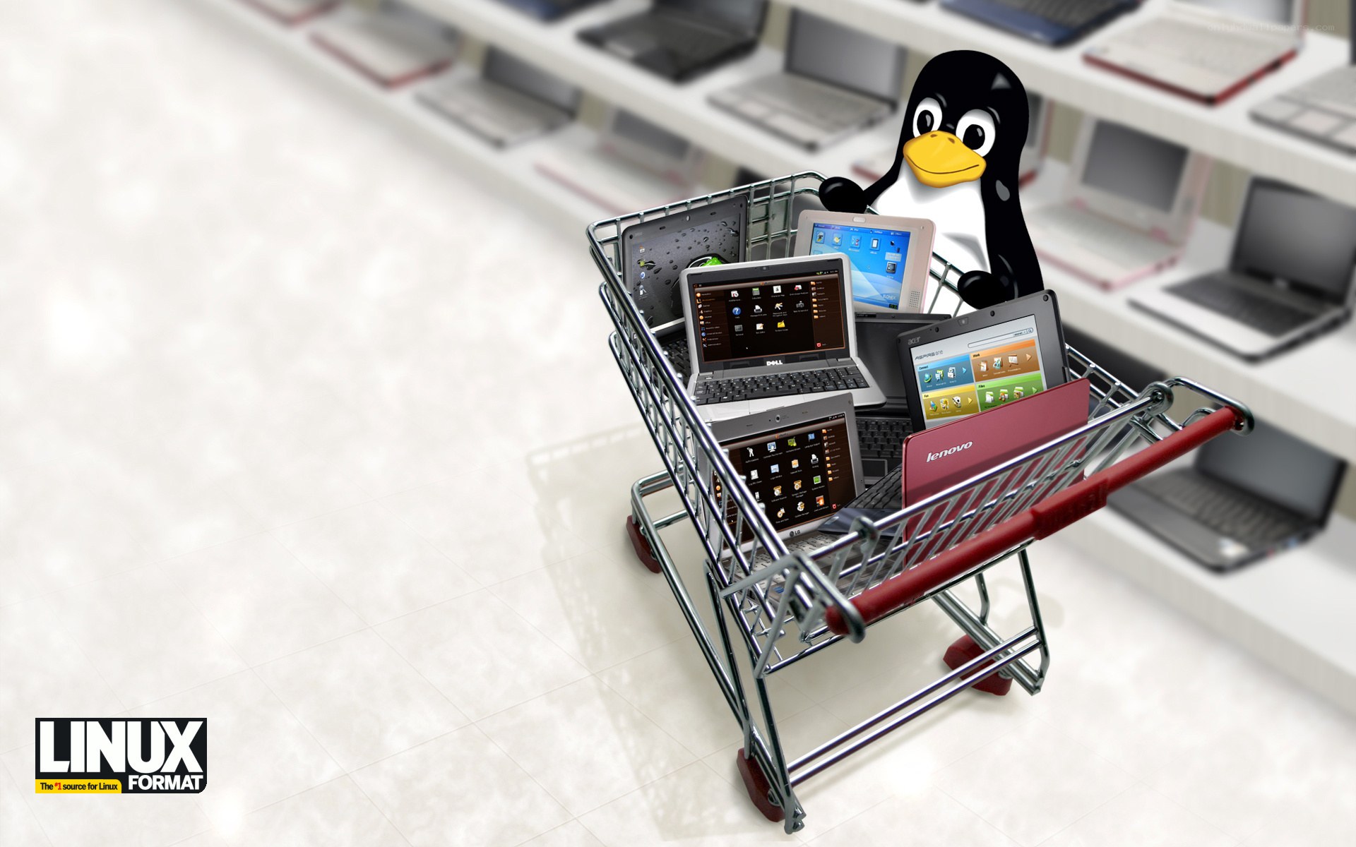 Linux penguin shopping cart