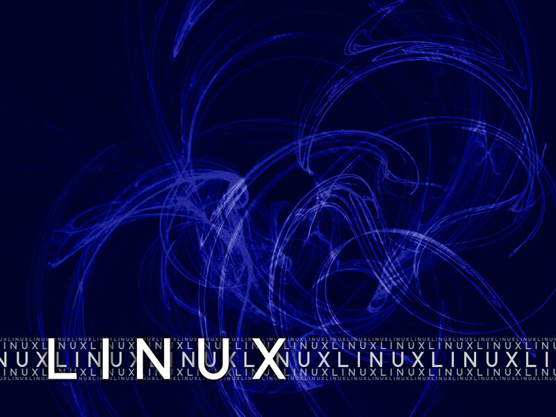 Linux text on blue background