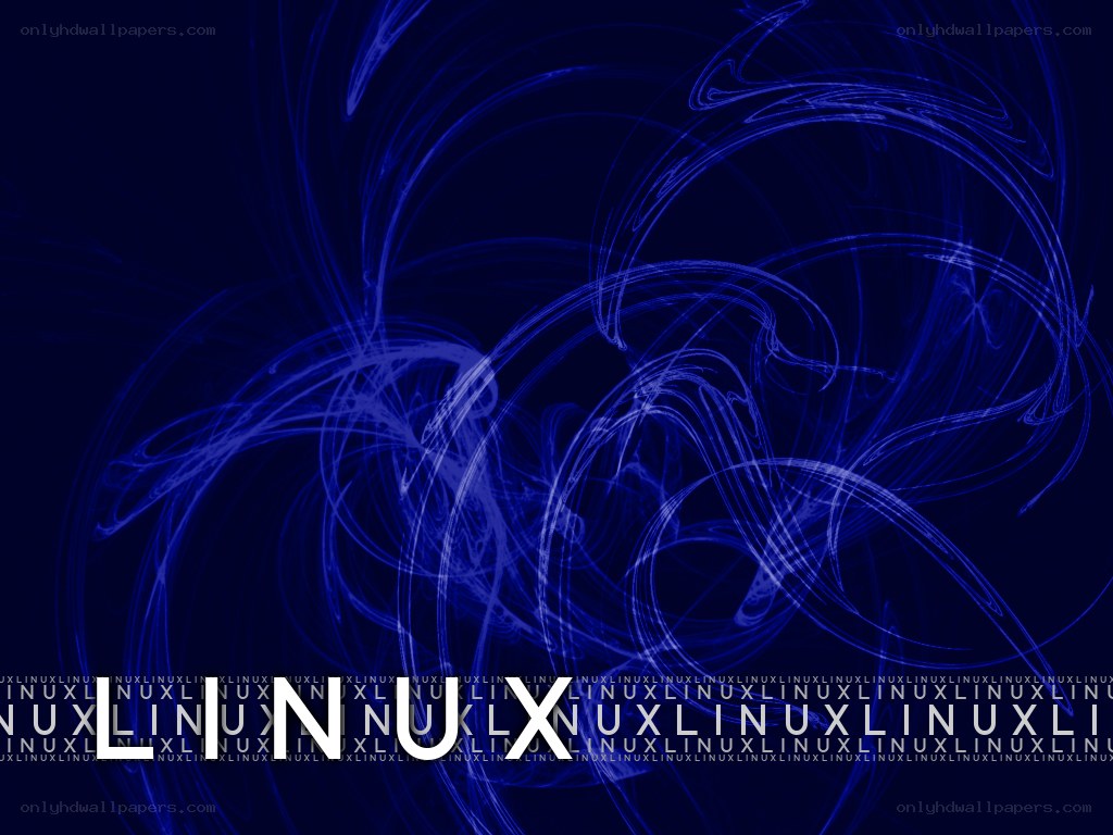 Linux text on blue background