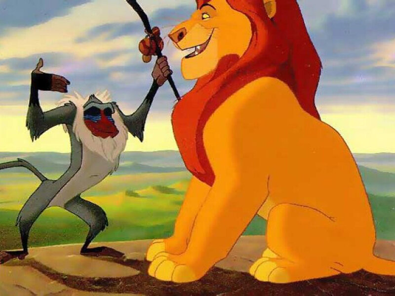 Lion and Baboon Standing
