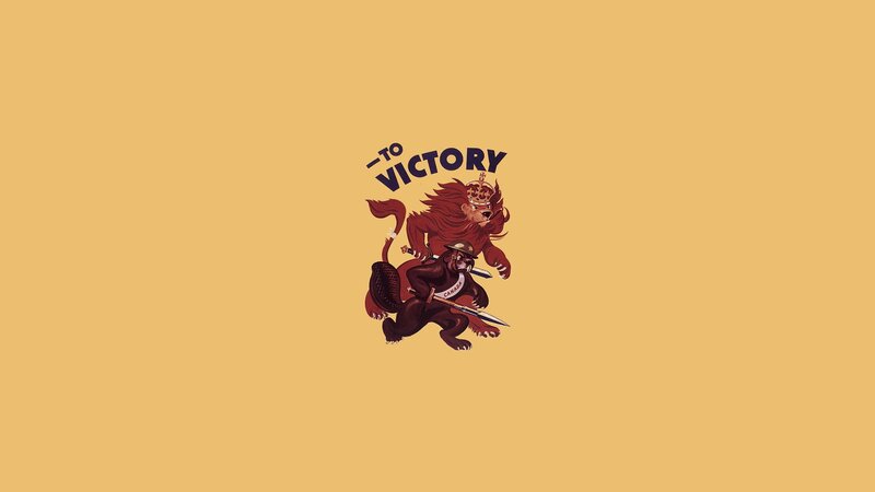 Lion and Bear Illustration — Yellow