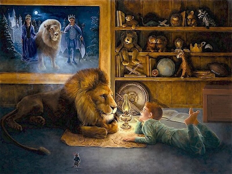 Lion and Boy on Floor