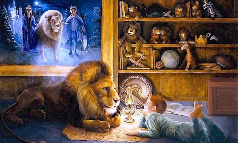 Lion and Child on Floor