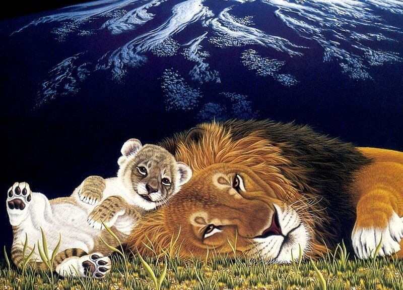 Lion and Cub — Brown, Serene