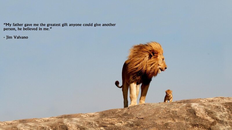 Lion and Cub on Rock — Brown, Serene