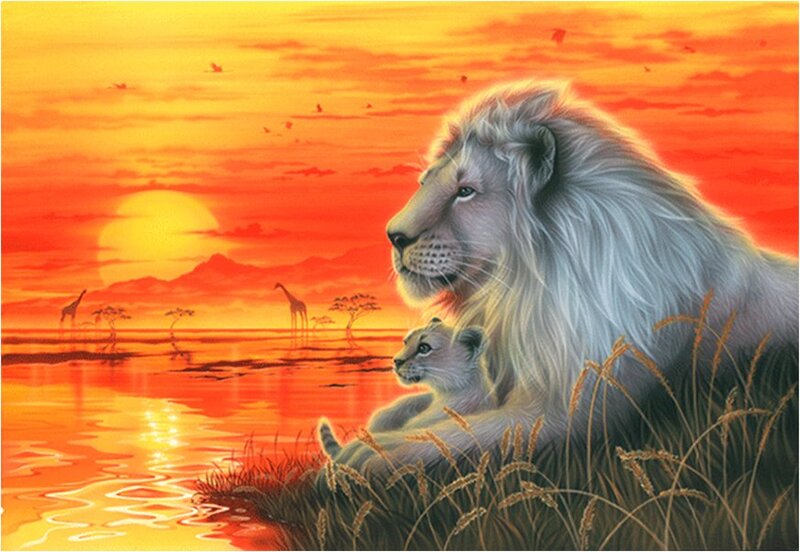 Lion and Cub — Orange