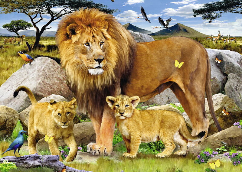 Lion and Cubs — Brown, Serene