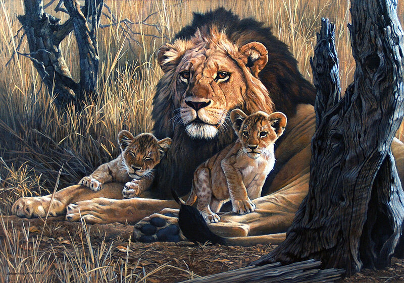 Lion and Cubs — Brown