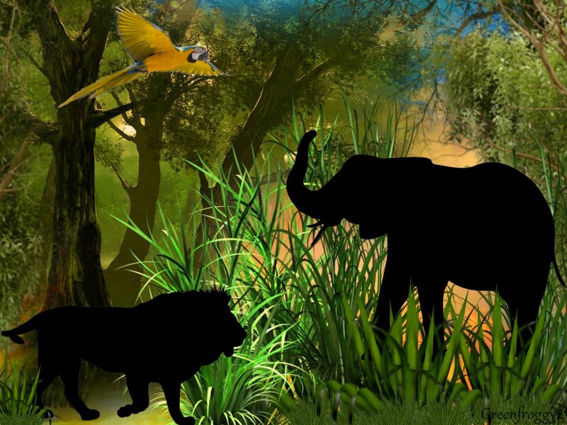 Lion and Elephant Silhouettes