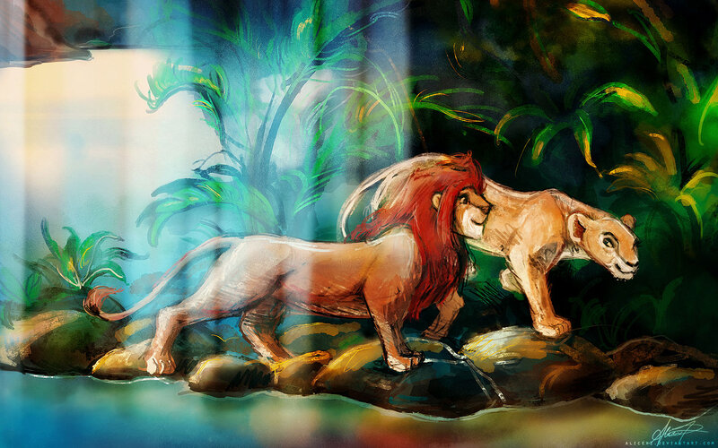 Lion and Lioness in Jungle