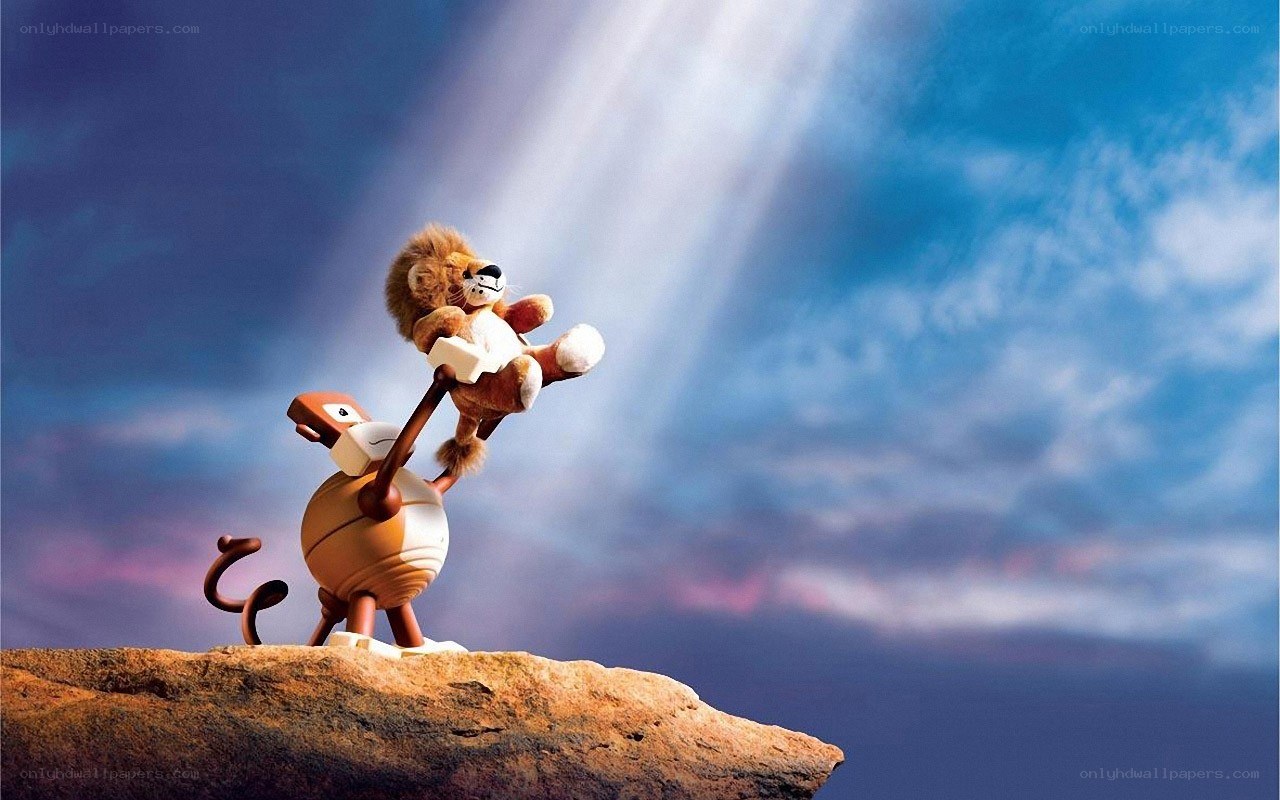 lion and monkey on a rock