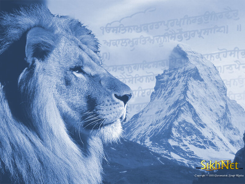 Lion and mountain with script