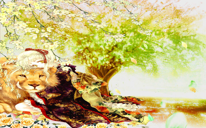 Lion and Person in Kimono