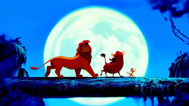 Lion and Two Animals — Blue, Dramatic, Night