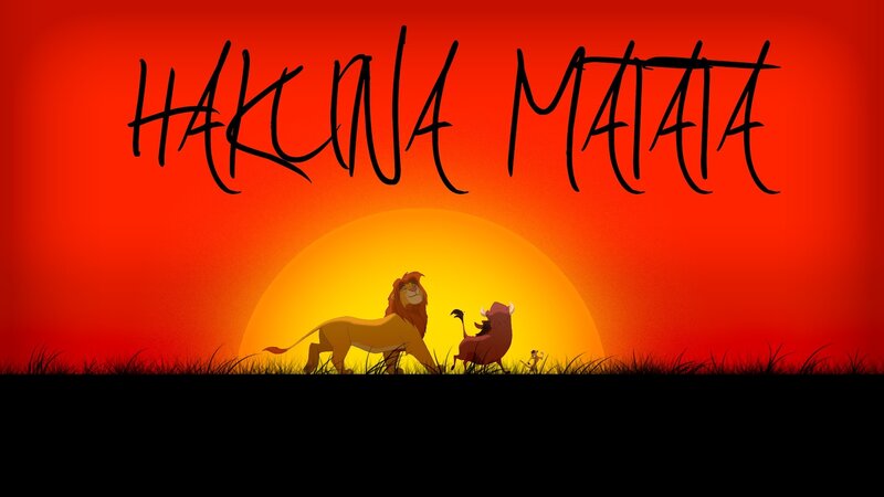 Lion and Warthog Silhouette — Red, Dramatic, Sunset, Illustration, Sun