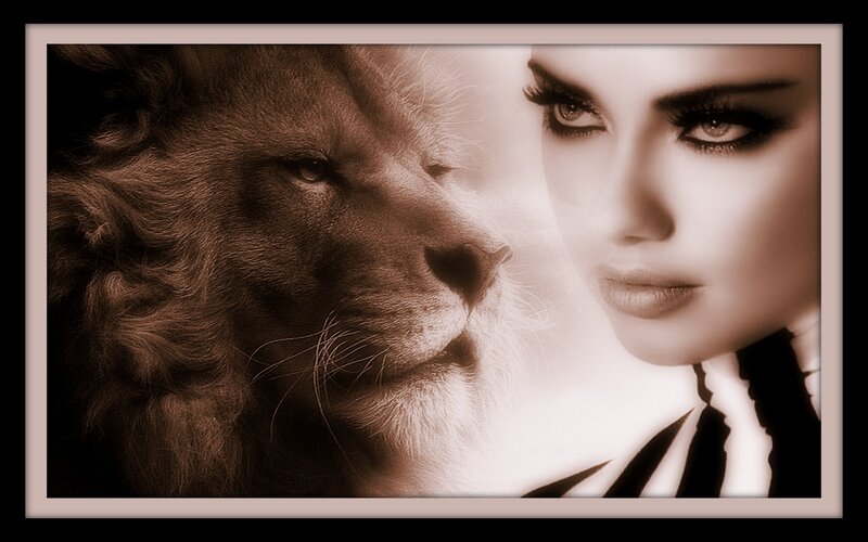 Lion and Woman Portrait