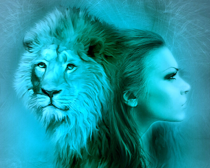 Lion and Woman Profile