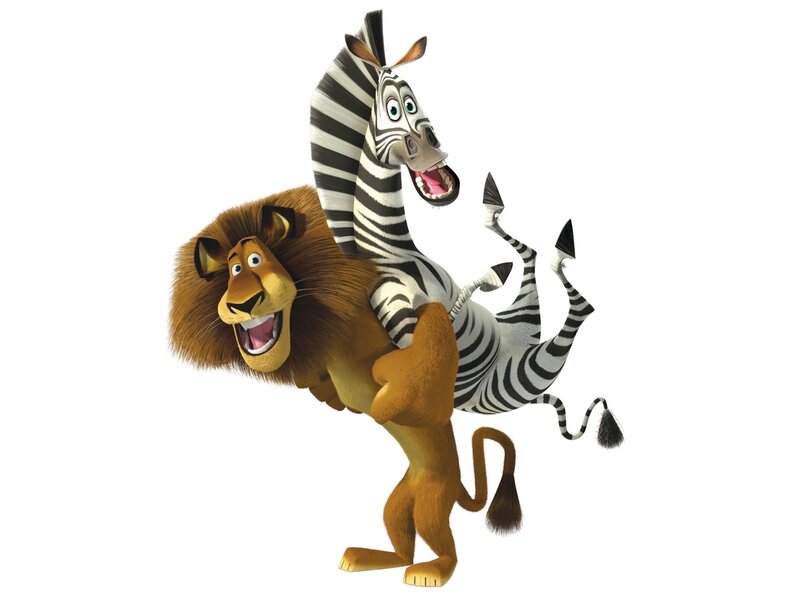 Lion and zebra characters