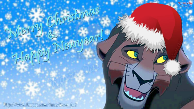 Lion Character in Santa Hat