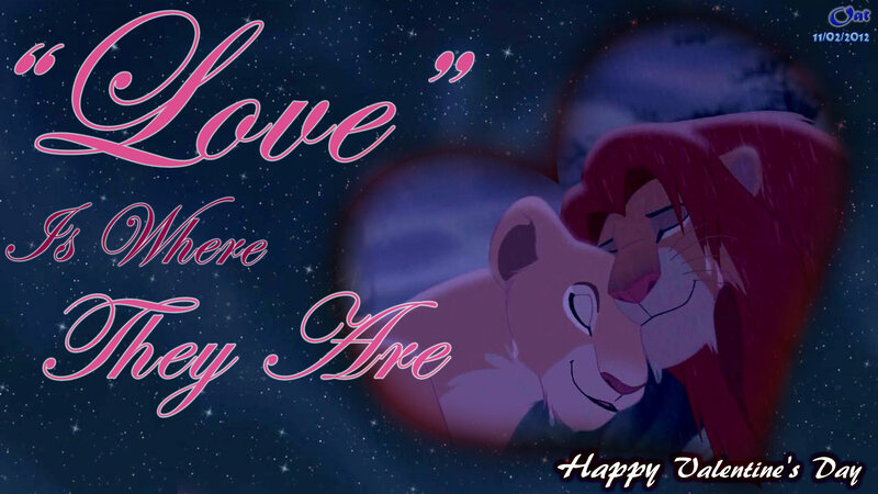 Lion Couple Embracing