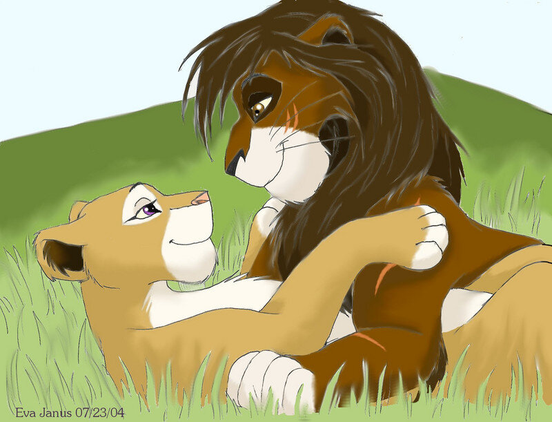 Lion Cub and Adult Lion