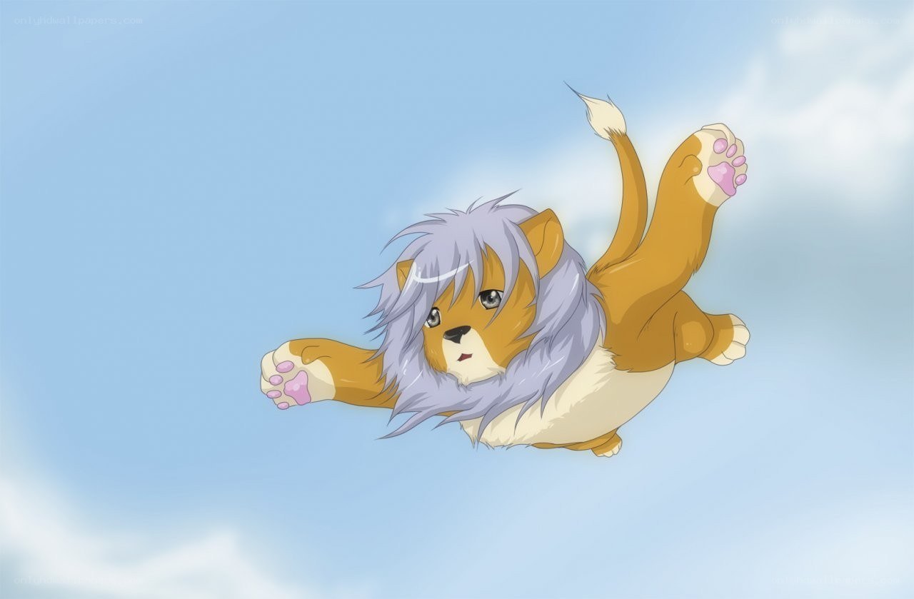 lion cub flying in sky