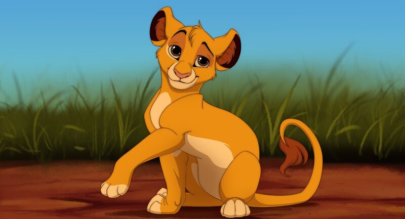 Lion Cub Sitting — Yellow