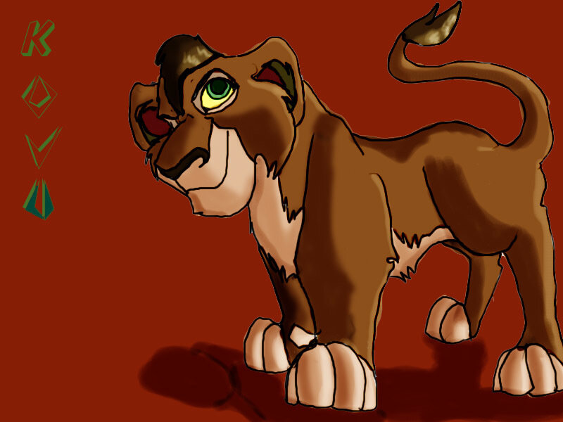 Lion Cub Standing — Red