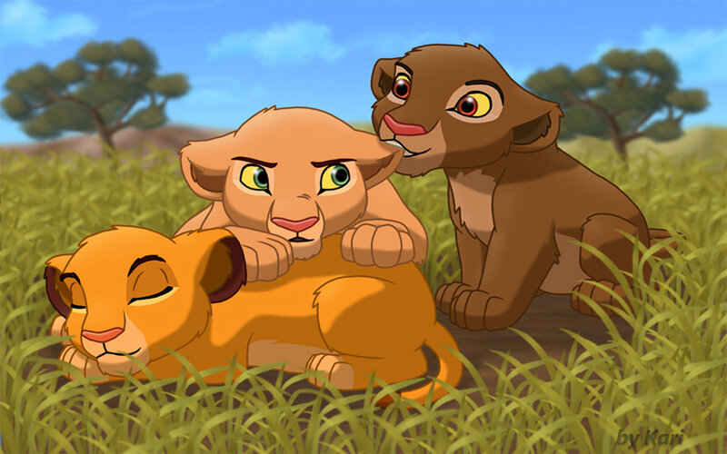 Lion Cubs in Grass — Yellow