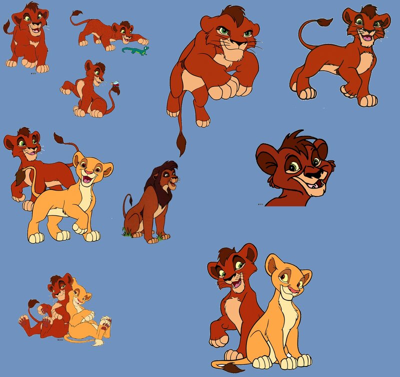 Lion Cubs in Various Poses — Blue