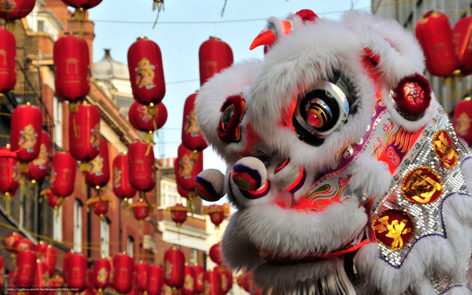 Lion dance at Chinese New Year