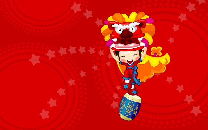 Lion dance performer cartoon