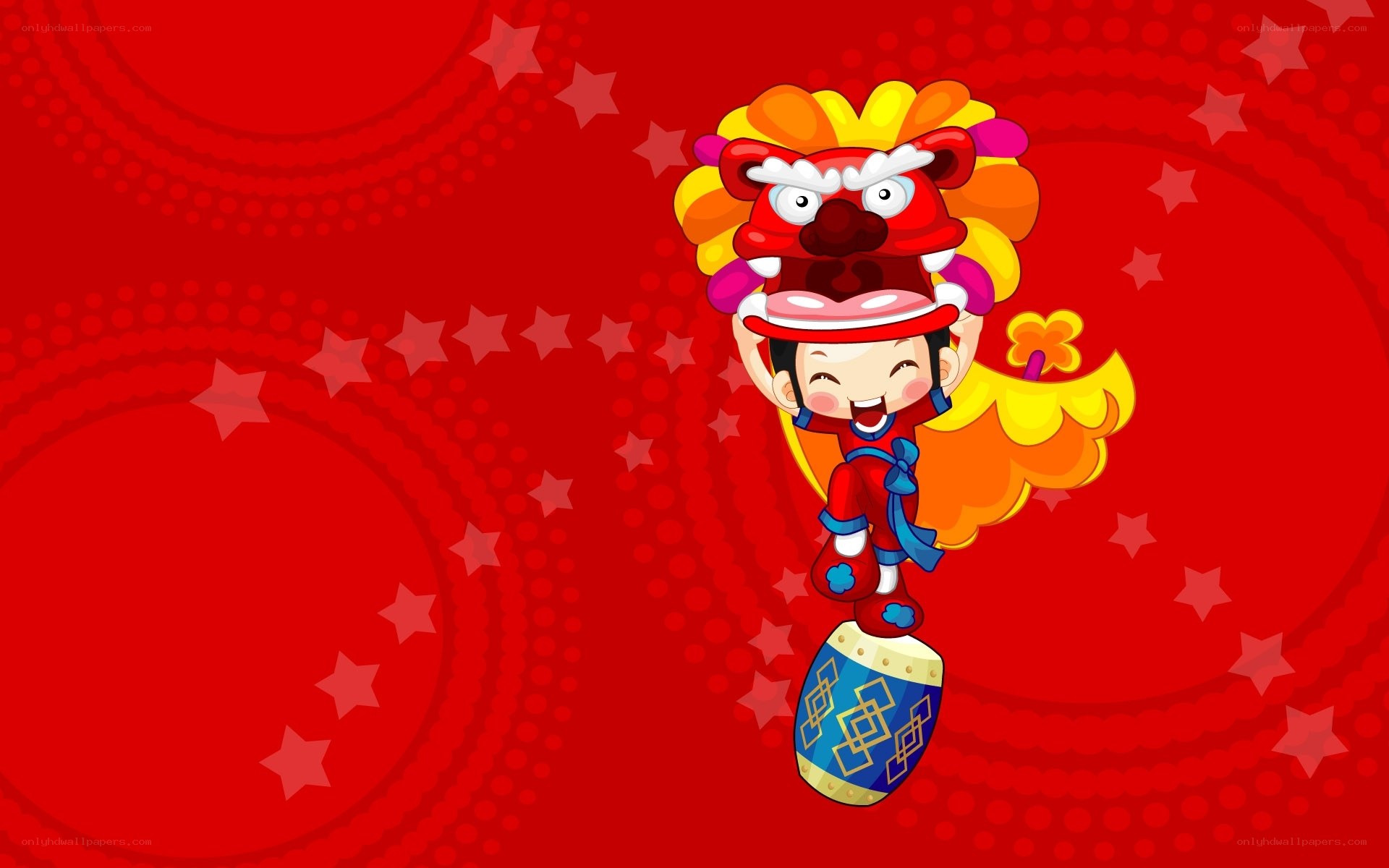 Lion dance performer cartoon