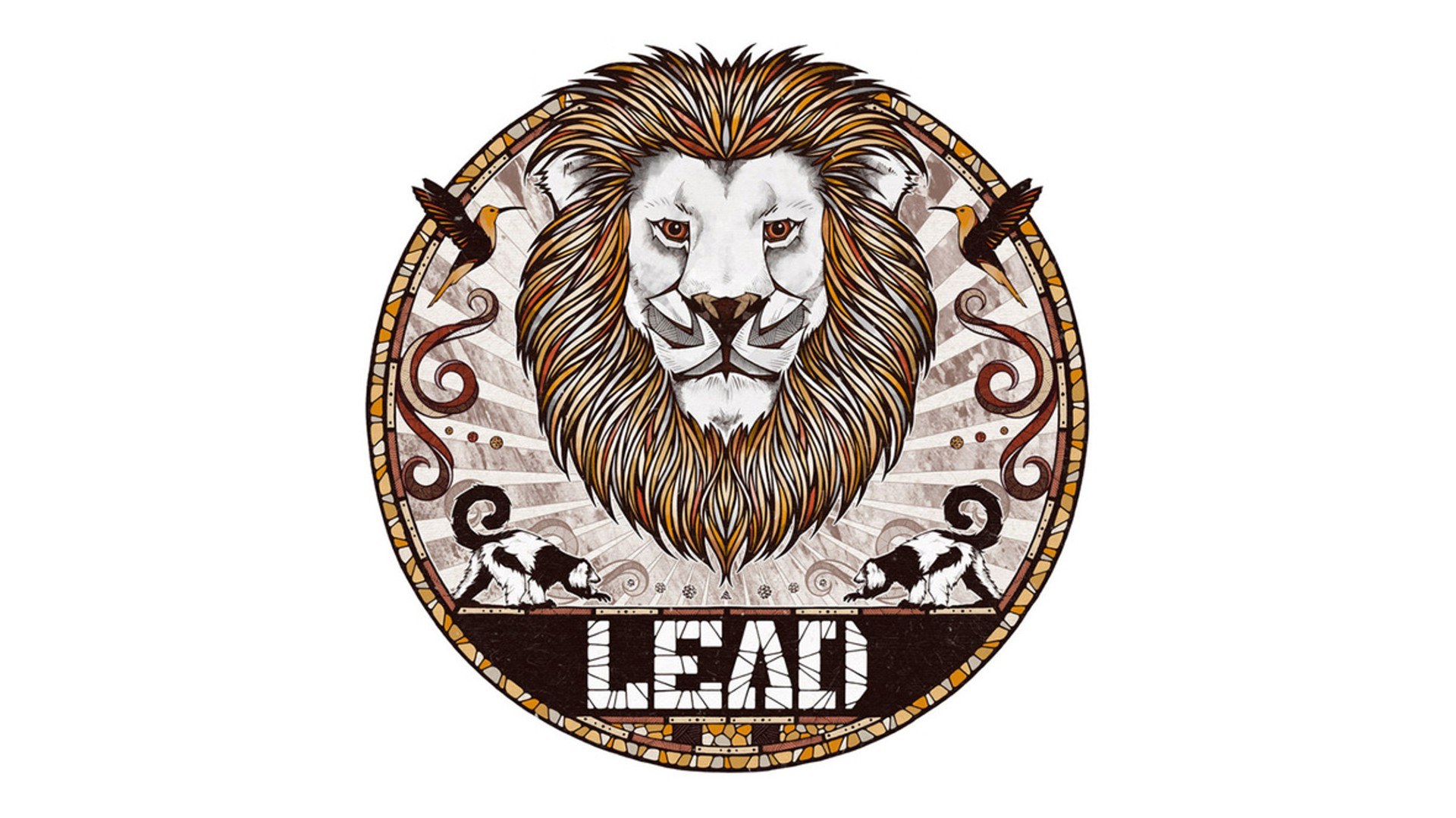 Lion emblem with animals