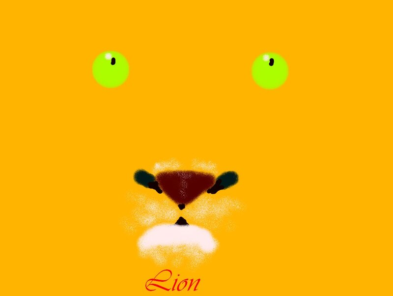 Lion Face Close-up — Yellow