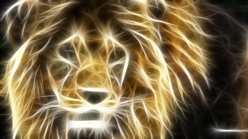 Lion Face with Glowing Mane — Yellow