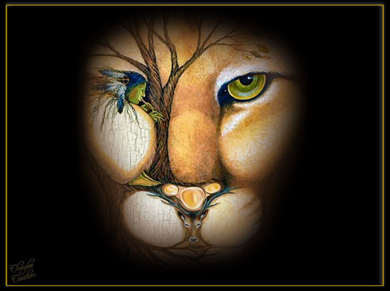 Lion Face with Tree