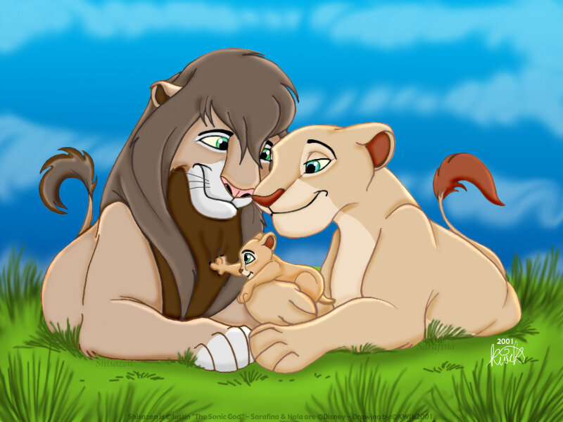 lion family in grass
