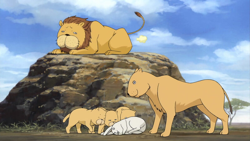 Lion family in the savanna