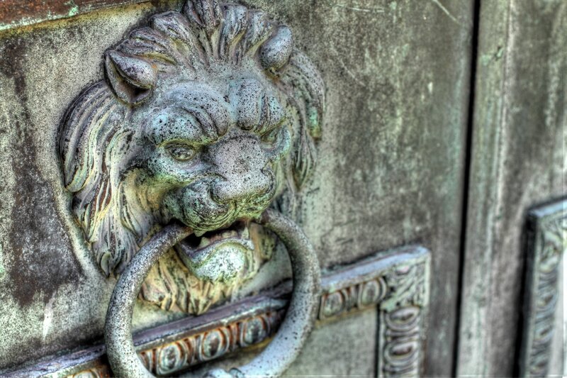 Lion Head Door Knocker — Gray