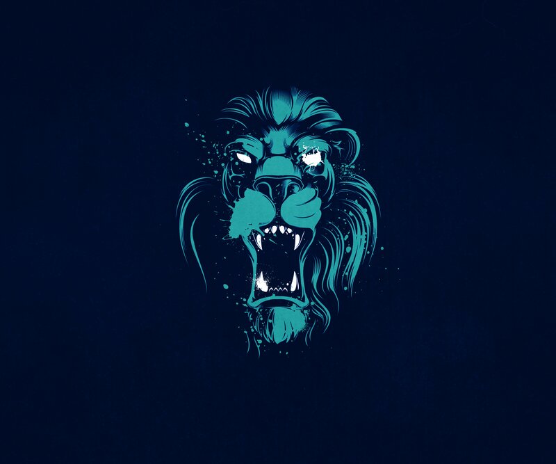 Lion Head Illustration — Blue
