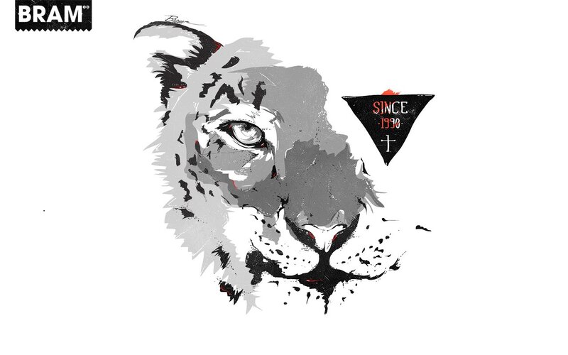 Lion head illustration with branding