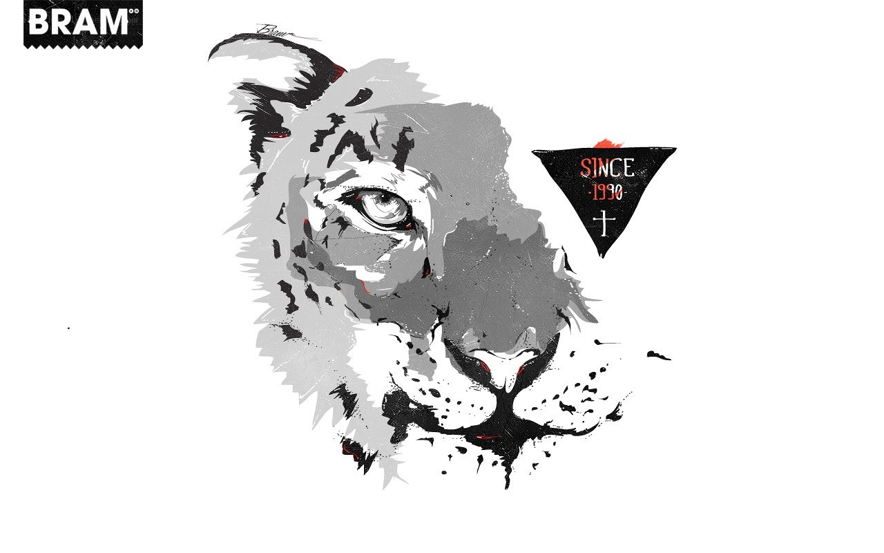 Lion head illustration with branding