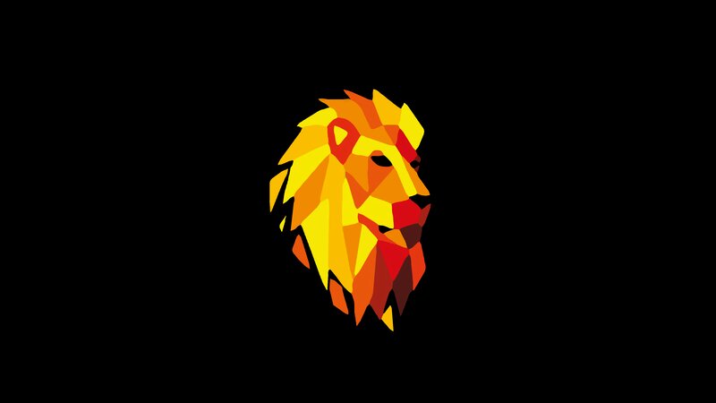 Lion Head Illustration — Yellow, Dramatic, Digital Art