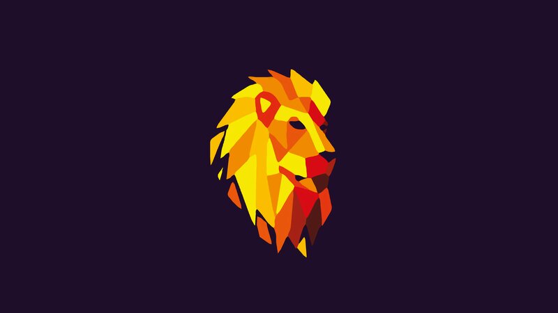 Lion Head Illustration — Yellow, Dramatic