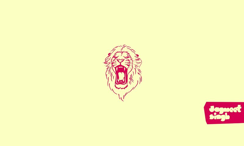Lion Head Illustration — Yellow