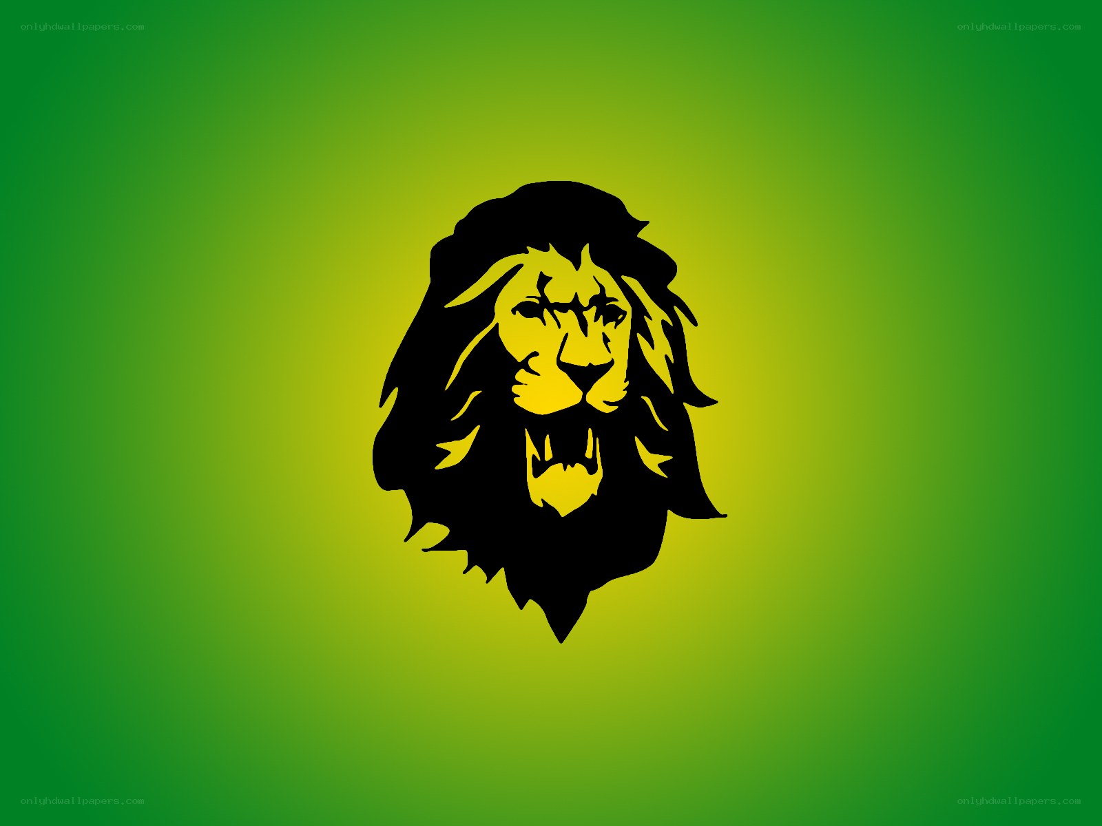 lion head logo on green background