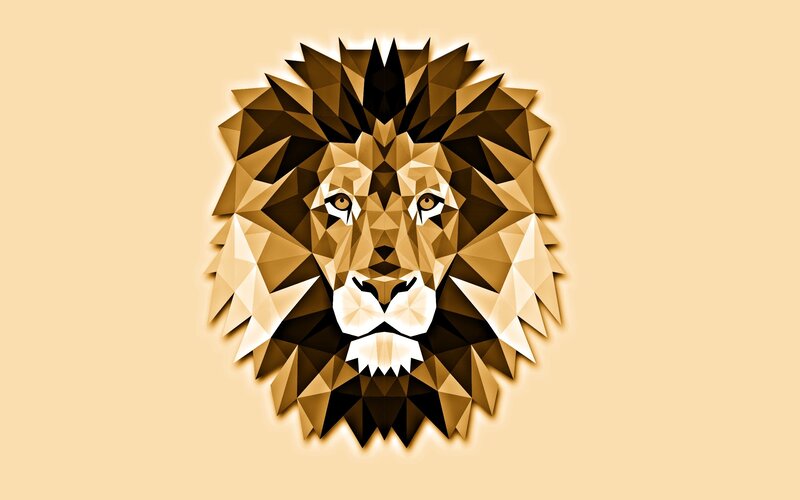 Lion Head Portrait — Brown, Dramatic, Digital Art