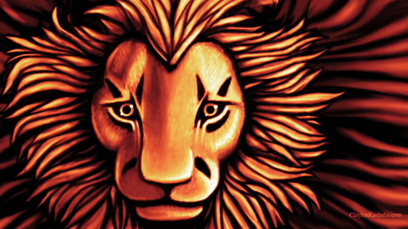 Lion Head Portrait — Orange