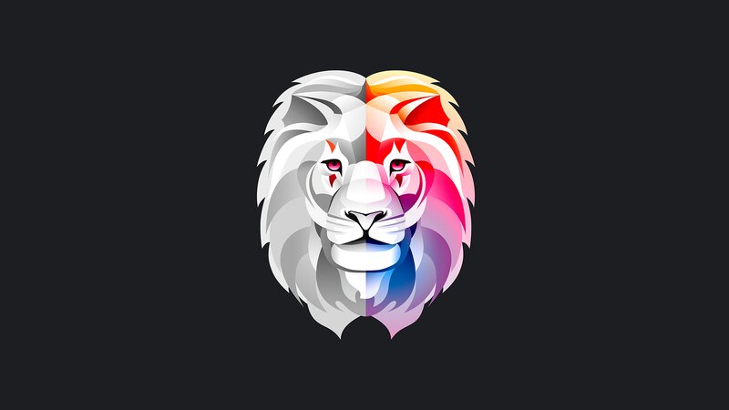 Lion Head Portrait — White